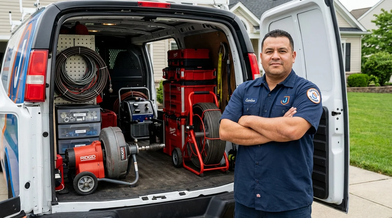 Professional drain cleaning equipment and Johns Plumbing LLC plumber in Goldsboro