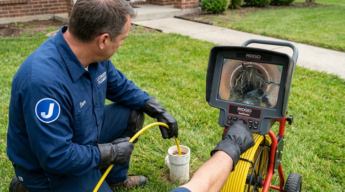 Sewer camera inspection being performed by Johns Plumbing LLC in Goldsboro