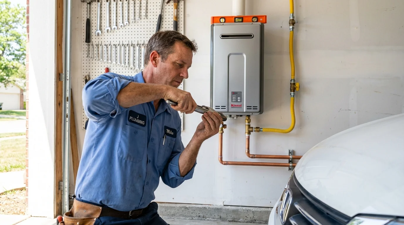 Tankless water heater installation by a Johns Plumbing LLC plumber in Goldsboro